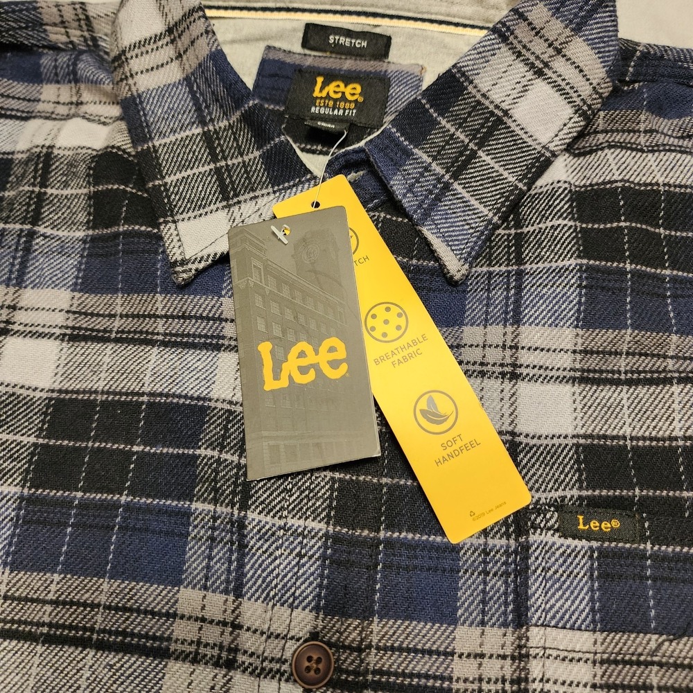 Flannel Men's‎ Button Down Lee LS Size XL Plaid Country Boy Jeans Boots NWT